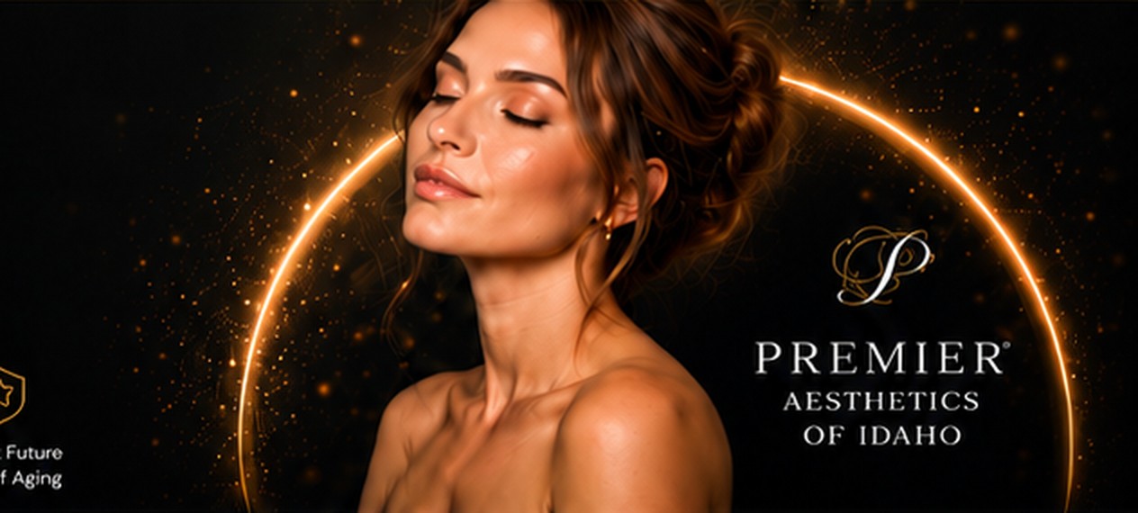 Woman with smooth, refreshed skin surrounded by a golden ring of light